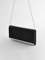 Schwarz, Glitzer - Clutch-Tasche mit abnehmbarer Umhängekette - Bild 8 von 9