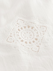 White Embroidered Maxi 100% Cotton Kaftan - Image 8 of 9
