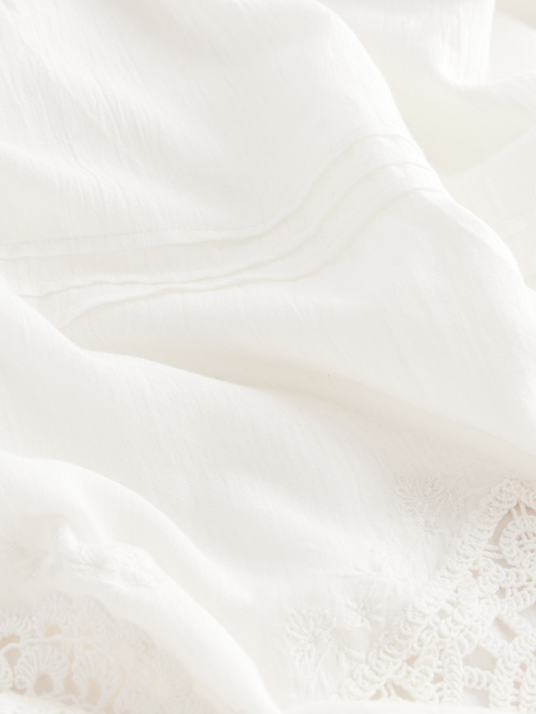 White Embroidered Maxi 100% Cotton Kaftan - Image 9 of 9