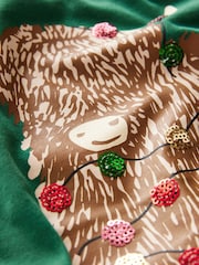 Green Christmas Hamish The Cow Cap Sleeve 100% Cotton T-Shirt - Image 6 of 7