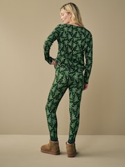 Multi Christmas Tree Print 100% Cotton Top and Leggings Set - Image 2 of 9