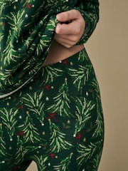 Multi Christmas Tree Print 100% Cotton Top and Leggings Set - Image 4 of 9