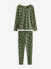 Multi Christmas Tree Print 100% Cotton Top and Leggings Set - Image 5 of 9