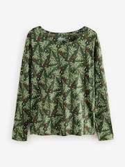 Multi Christmas Tree Print 100% Cotton Top and Leggings Set - Image 6 of 9