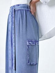 Roman Blue Button Front Pocket Skirt - Image 5 of 5