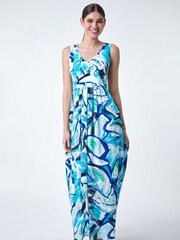 Roman Blue Abstract Print V-Neck Maxi Dress - Image 3 of 5