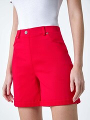 Roman Red Stretch Turn Up Shorts - Image 4 of 4