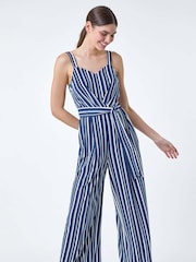 Roman Blue Stripe Print Pocket Jumpsuit - Image 2 of 5