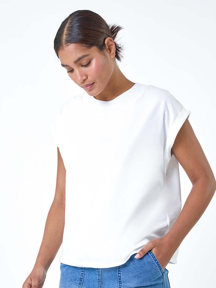 Roman White Plain Stretch Jersey T-Shirt - Image 2 of 5
