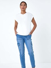 Roman White Plain Stretch Jersey T-Shirt - Image 4 of 5