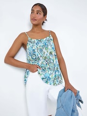 Roman Aztec Print Pleat Front Cami Top - Imagen 1 de 4