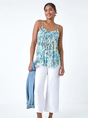 Roman Aztec Print Pleat Front Cami Top - Imagen 2 de 4