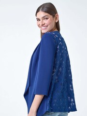 Roman Blue Lace Back Waterfall Jacket - Image 1 of 5