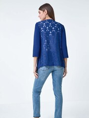 Roman Blue Lace Back Waterfall Jacket - Image 3 of 5