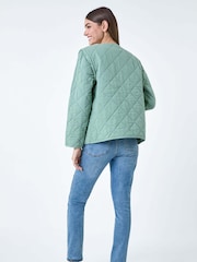 Roman Green Floral Print Lining 100% Cotton Quilted Jacket - Image 3 of 5