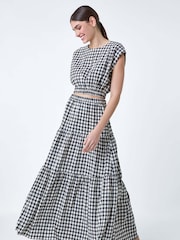 Blusa texturizada com estampa Roman Gingham Check Print - Imagem 1 de 5