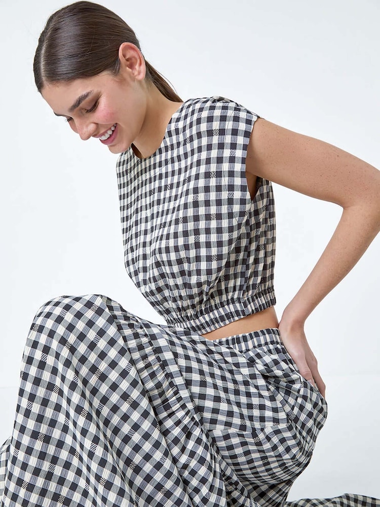 Blusa texturizada com estampa Roman Gingham Check Print - Imagem 2 de 5