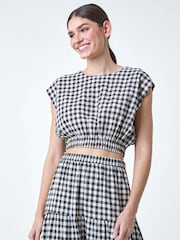 Blusa texturizada com estampa Roman Gingham Check Print - Imagem 4 de 5