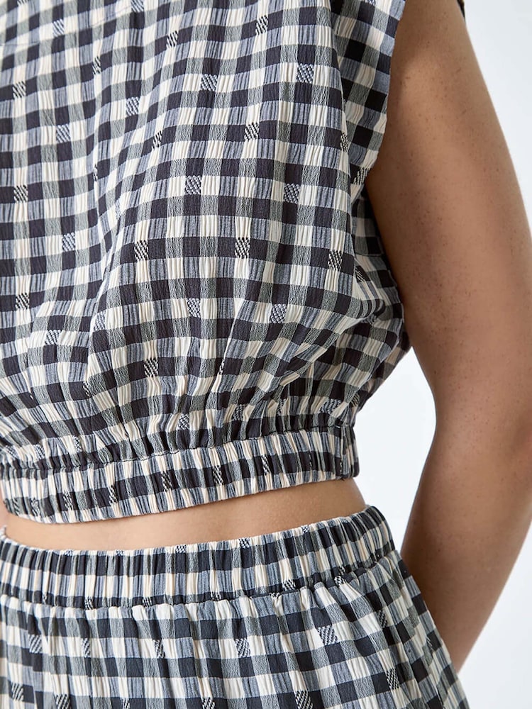 Blusa texturizada com estampa Roman Gingham Check Print - Imagem 5 de 5