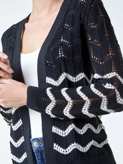 Roman Black Wave Pointelle Knit Cardigan - Image 5 of 5