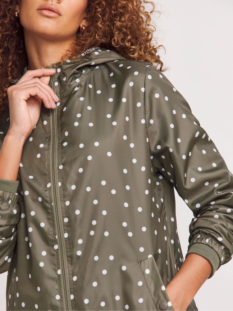 JD Williams Khaki Polka Dot Packaway Jacket - Image 1 of 4
