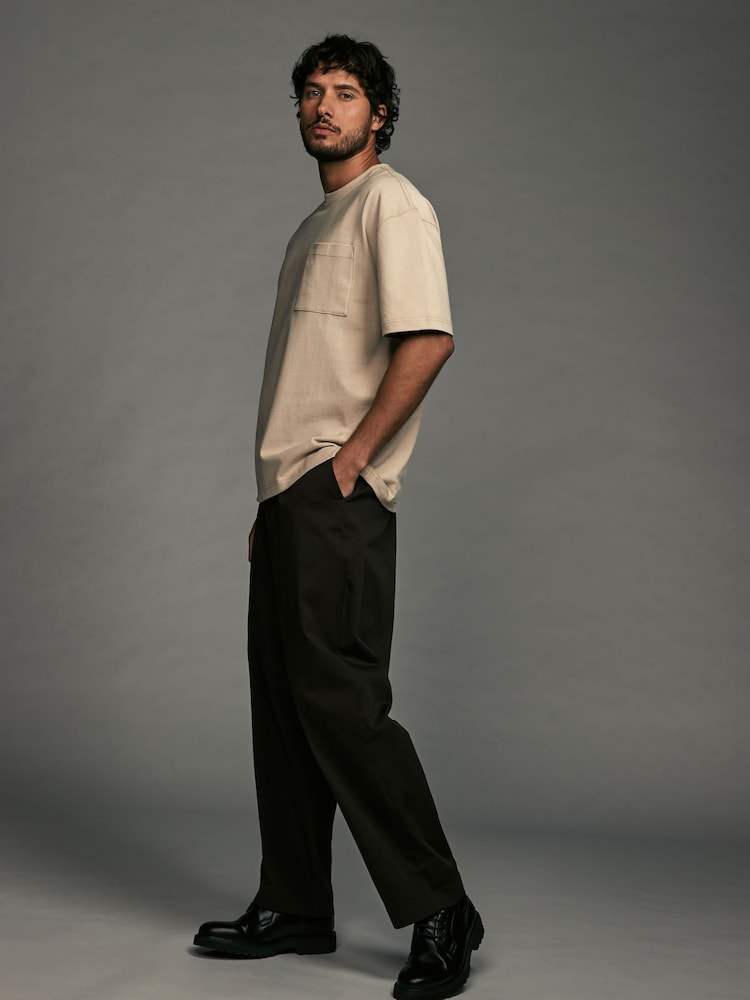 Stone Relaxed Fit Supersoft Heavyweight Pocket 100% Cotton T-Shirt - Image 3 of 7