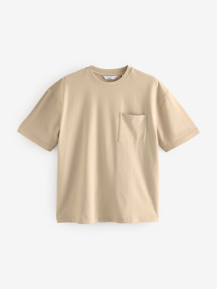 Stone Relaxed Fit Supersoft Heavyweight Pocket 100% Cotton T-Shirt - Image 5 of 7