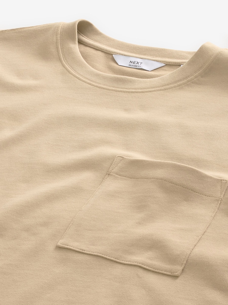 Stone Relaxed Fit Supersoft Heavyweight Pocket 100% Cotton T-Shirt - Image 7 of 7 Stone Relaxed Fit Supersoft Heavyweight Pocket 100% Cotton T-Shirt - Image 7 of 7