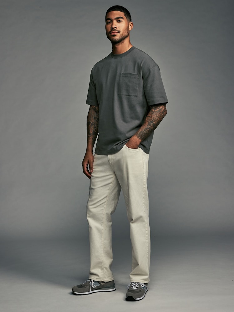 Gris antracita - Camiseta de corte holgado supersuave de tejido grueso con bolsillo y 100% algodón - Imagen 2 de 7 Gris antracita - Camiseta de corte holgado supersuave de tejido grueso con bolsillo y 100% algodón - Imagen 2 de 7