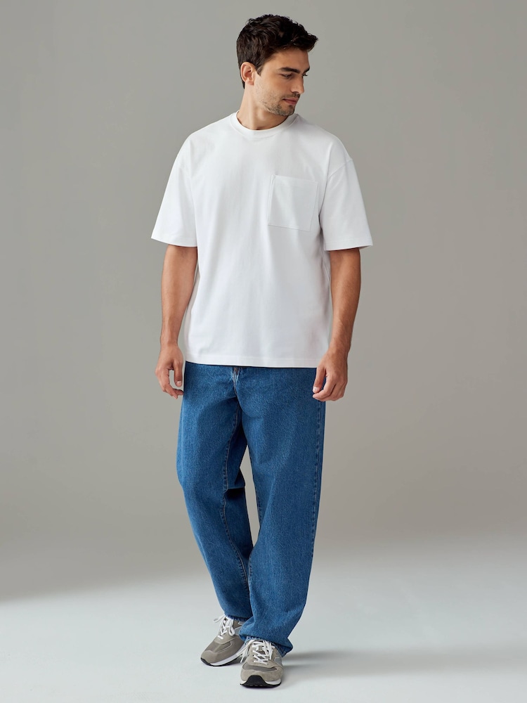 Blanco - Camiseta de corte holgado supersuave de tejido grueso con bolsillo y 100% algodón - Imagen 2 de 7 Blanco - Camiseta de corte holgado supersuave de tejido grueso con bolsillo y 100% algodón - Imagen 2 de 7