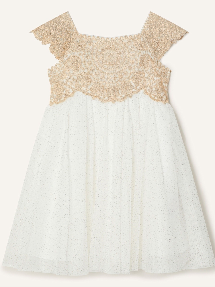 Monsoon Gold Baby Estella Dress - Image 1 of 3 Monsoon Gold Baby Estella Dress - Image 1 of 3