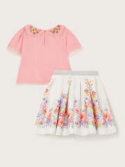 Monsoon Pink Collared Top and Skirt Set - Image 2 of 3