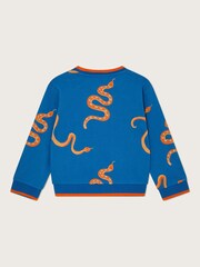 Monsoon Blue Snakes Print Ribbed 100% Cottton Sweatshirt - Image 2 of 3