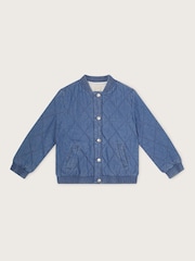 Monsoon Blue Denim Quilted Bomber Jacket - Image 1 of 3