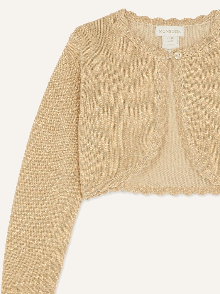 Monsoon Gold Baby Niamh 100% Cotton Cardigan - Image 1 of 1 Monsoon Gold Baby Niamh 100% Cotton Cardigan - Image 1 of 1