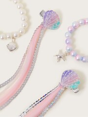 Monsoon Pink Mermaid Faux Hair and Bracelet Set - Image 2 of 2