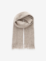 Neutral Brown Mole Soft Touch Co-ord Bouclé Knitted Tasseled Scarf - Image 1 of 4