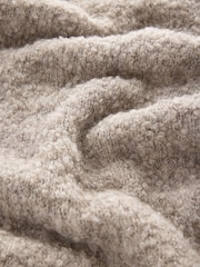 Neutral Brown Mole Soft Touch Co-ord Bouclé Knitted Tasseled Scarf - Image 2 of 4