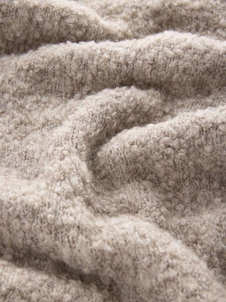 Neutral Brown Mole Soft Touch Co-ord Bouclé Knitted Tasseled Scarf - Image 2 of 4