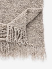 Neutral Brown Mole Soft Touch Co-ord Bouclé Knitted Tasseled Scarf - Image 3 of 4