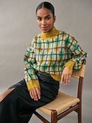 Green Yellow Soft Touch Brushed Knit Jumper with Wool - Image 1 of 7