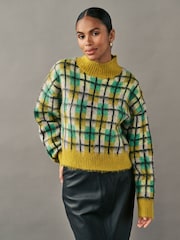 Green Yellow Soft Touch Brushed Knit Jumper with Wool - Image 2 of 7