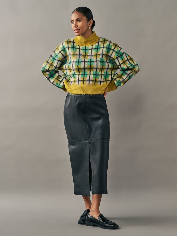 Green Yellow Soft Touch Brushed Knit Jumper with Wool - Image 3 of 7
