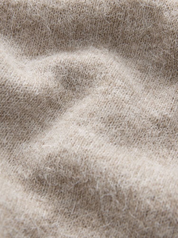 Neutre Taupe brune - Cardigan tricoté boutonné en alpaga au toucher doux - Image 6 of 7