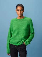 Bright Green Soft Touch Crew Neck Knitted Jumper with Alpaca - Image 1 of 7