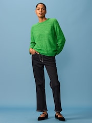 Bright Green Soft Touch Crew Neck Knitted Jumper with Alpaca - Image 2 of 7