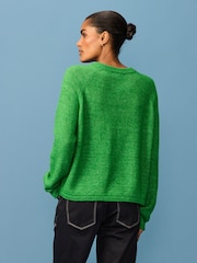 Bright Green Soft Touch Crew Neck Knitted Jumper with Alpaca - Image 3 of 7
