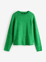 Bright Green Soft Touch Crew Neck Knitted Jumper with Alpaca - Image 5 of 7