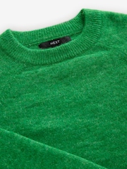 Bright Green Soft Touch Crew Neck Knitted Jumper with Alpaca - Image 6 of 7