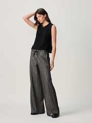 Black Sleeveless Knitted Crew Tank Vest Top with Alpaca - Image 2 of 8
